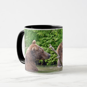 Black 11 oz Combo Tasse mit Grizzly Bären & Cubs