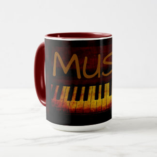 Black 15 oz Combo Music Tasse w/Piano