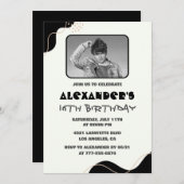 Black 16. Geburtstag Einladungen Männer Einfaches (Vorne/Hinten)