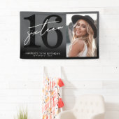Black 16th Birthday Party Banner (Insitu)