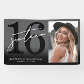Black 16th Birthday Party Banner (Horizontal)