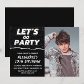 Black 17. Geburtstagseinladungen Männer Foto Einladung (Vorne/Hinten)