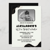 Black 18. Geburtstag Einladungen Männer Einfaches (Vorne/Hinten)