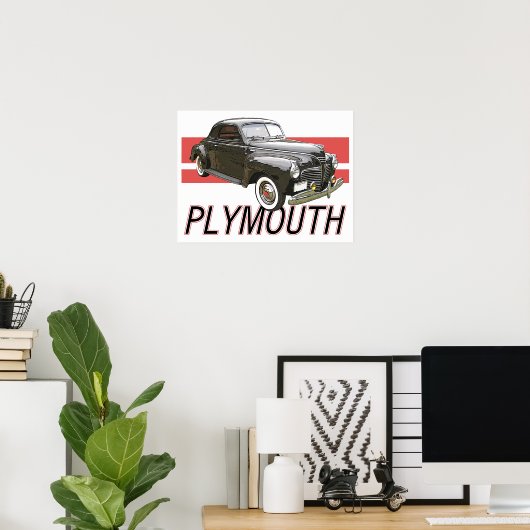 Black 1941 Plymouth mit roter Grafik Poster (Heimbüro)