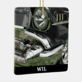 Black 1957 Chevy Car, Name auf Black, oder Ihr Fot Keramikornament (Rechts)