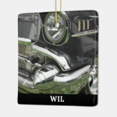 Black 1957 Chevy Car, Name auf Black, oder Ihr Fot Keramikornament (Links)