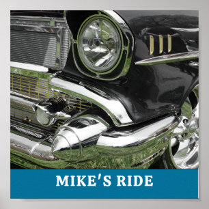 Black 1957 Chevy Car, Name/Nachricht, Ihr Foto/Art Poster