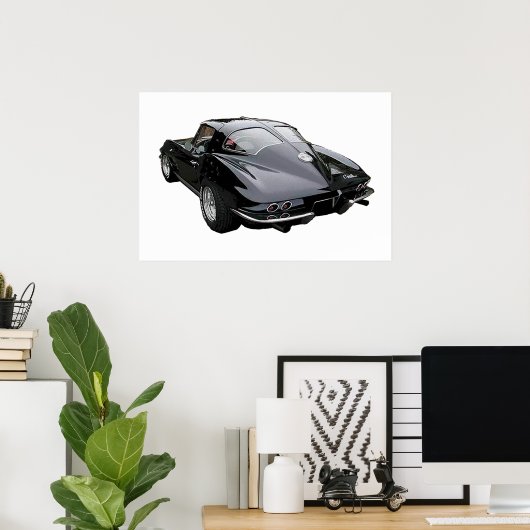 Black 1963 Corvette Stingray Poster (Heimbüro)
