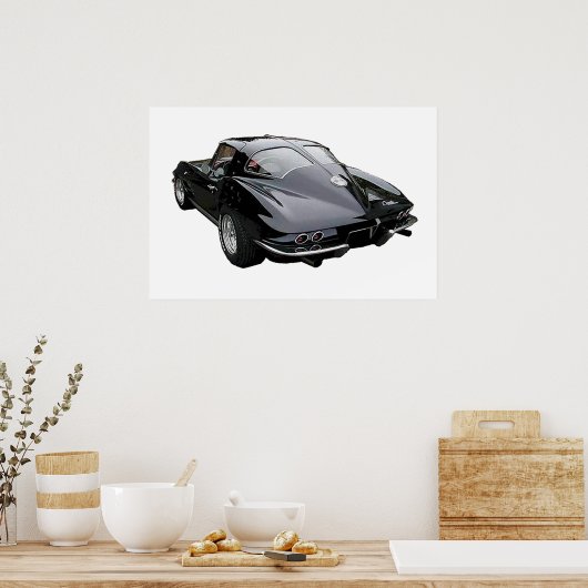 Black 1963 Corvette Stingray Poster (Küche)