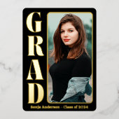 Black 1 Foto Modernes Grad Party Folieneinladung (Vorderseite)