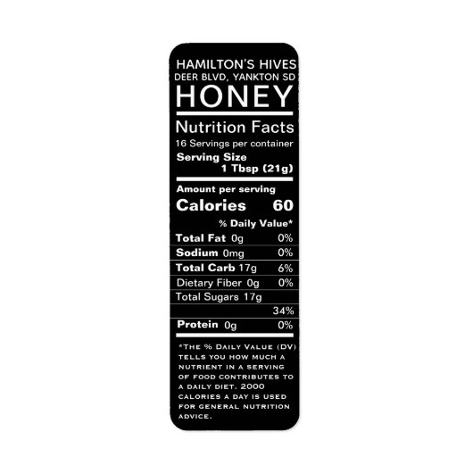 Black 2021 Nutrition Honey Rücksendeadresse Label (Vorne)