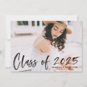 Black 2025 Brush Lettering Foto Abschluss Einladung (Vorderseite)