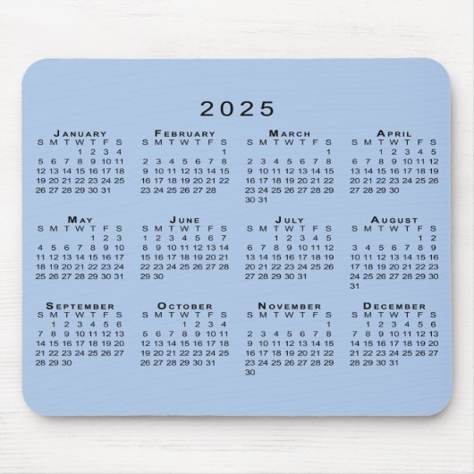 Black 2025 Calendar on Customizable Background Mousepad (Vorne)