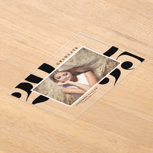 Black 2025 Fett Typografy Foto Abschluss Acryleinladungen (Ablage )