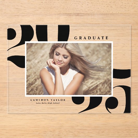 Black 2025 Fett Typografy Foto Abschluss Acryleinladungen (Vorderseite)