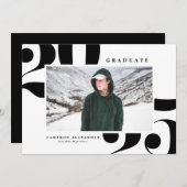 Black 2025 Fett Typografy Foto Abschluss Ankündigung (Vorne/Hinten)