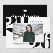 Black 2025 Fett Typografy Foto Abschluss Ankündigung (Vorne/Hinten)