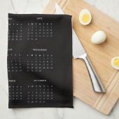 Black 2026 Calendar Round Photo  Geschirrtuch (Viertel Falte)
