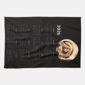 Black 2026 Calendar Round Photo  Geschirrtuch (Horizontal)