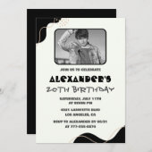 Black 20. Geburtstag Einladungen Männer Einfaches  (Vorne/Hinten)