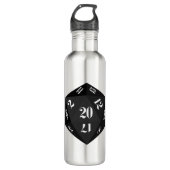 Black-20-Sided-Dice Edelstahlflasche (Vorderseite)