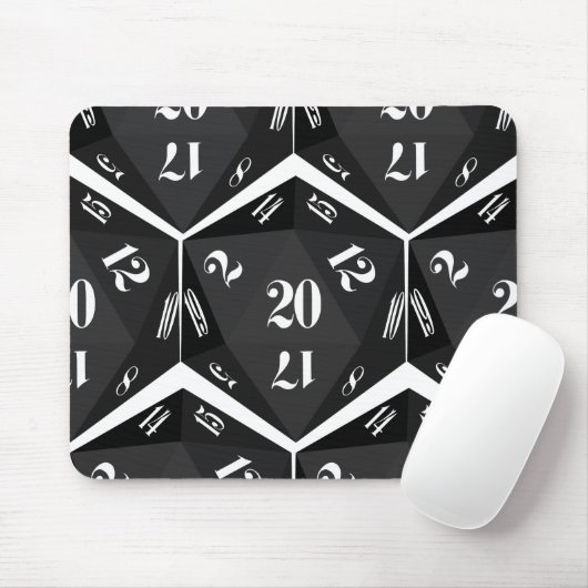 Black-20-Sided-Dice-Pattern Mousepad (Mit Mouse)