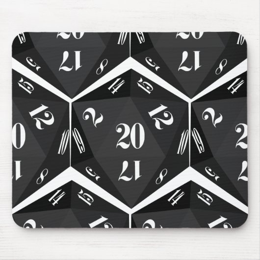 Black-20-Sided-Dice-Pattern Mousepad (Vorne)