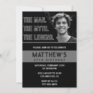 Black 27. Geburtstag Einladungen The Man The Legen