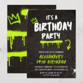 Black 29. Geburtstag Einladungen Männer Graffiti P (Vorne/Hinten)