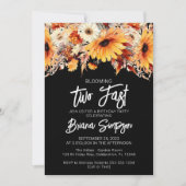 Black 2 Birthday Fall Floral Einladung (Vorderseite)