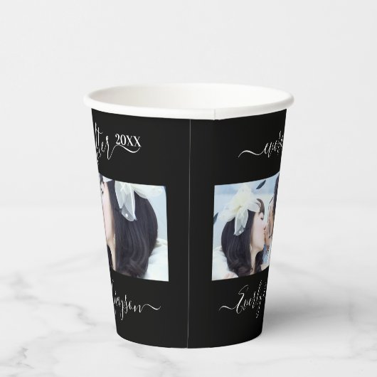 Black 2 Foto Einfache moderne Hochzeitsfeier Pappbecher (Rechts)