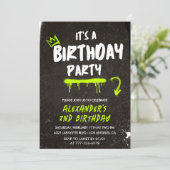 Black 2. Geburtstag Einladung Junge Graffiti Paint (Stehend Vorderseite)
