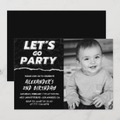 Black 2. Geburtstag Einladungen Boy Foto (Vorne/Hinten)