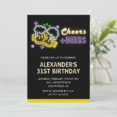 Black 31. Geburtstag Einladung Cheers Beer (Stehend Vorderseite)