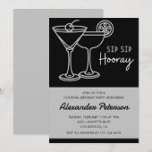 Black 35. Geburtstagseinladungen Männer Cocktail Einladung (Vorne/Hinten)