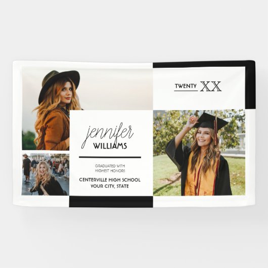 Black 3 Foto Abschluss Banner (Horizontal)