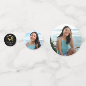 Black 3 Foto Abschluss Gold Glitzer Script Cap Konfetti (Rückseiten)