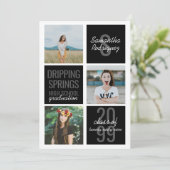 Black 3-Foto Fun Boxes Abschluss Einladung (Stehend Vorderseite)