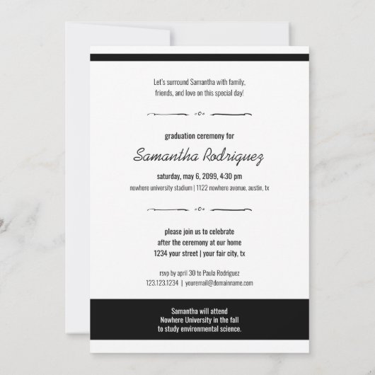 Black 3-Foto Fun Boxes Abschluss Einladung (Rückseite)