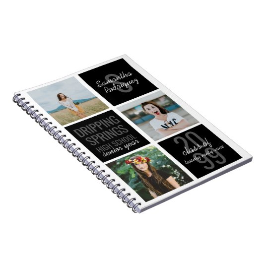 Black 3-Foto Fun Boxes Class Year Notebook Notizblock (Rechte Seite)