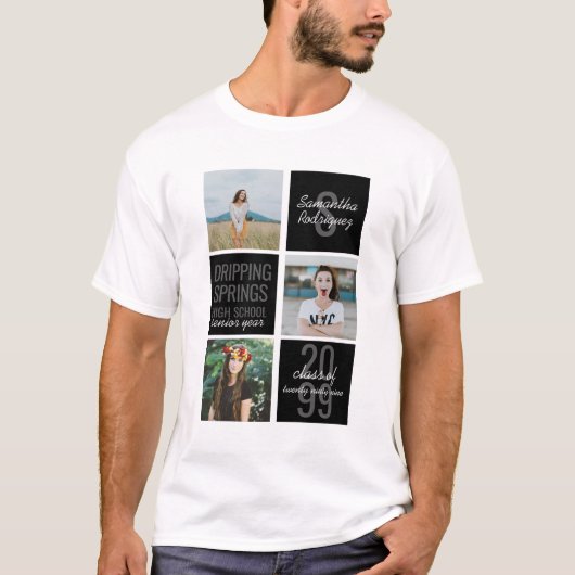 Black 3-Foto Fun Boxes Class Year T-Shirt (Vorderseite)