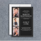 Black 3 Foto Modern Graduation Party Einladung