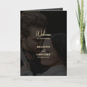 Black 3 Foto Overlay Wedding Order of Service Programm
