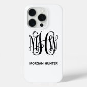 Black 3 Initial Vine Script Monogram DIY BG Case-Mate iPhone Hülle (Rückseite)