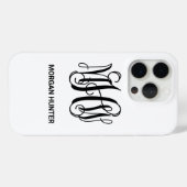 Black 3 Initial Vine Script Monogram DIY BG Case-Mate iPhone Hülle (Rückseite (Horizontal))