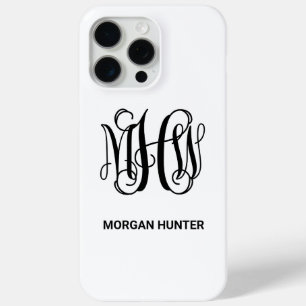 Black 3 Initial Vine Script Monogram DIY BG Case-Mate iPhone Hülle