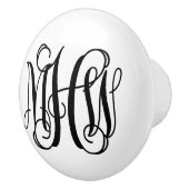 Black 3 Initial Vine Script Monogram DIY BG Keramikknauf (Rechts)