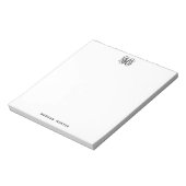 Black 3 Initial Vine Script Monogram DIY BG Notizblock (Rotiert)