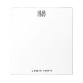 Black 3 Initial Vine Script Monogram DIY BG Notizblock (Vorderseite)