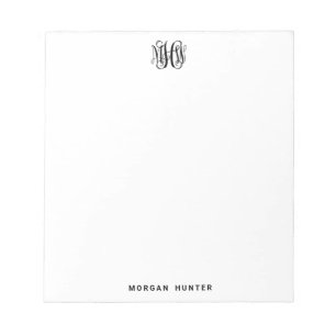 Black 3 Initial Vine Script Monogram DIY BG Notizblock